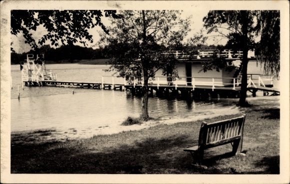 Postcard Groß Köris in the Dahme Spreewald district, lido