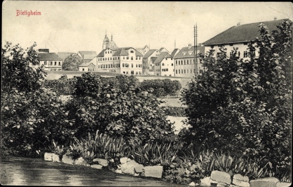 Ansichtkaart Bietigheim Bissingen in de wijk Ludwigsburg, gedeeltelijk uitzicht vanaf het meer