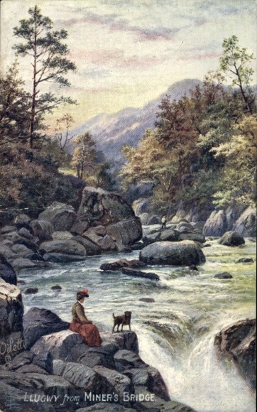 Artist PC Flower, Charles, The River Llugwy from Miner's Bridge, Tuck 7602