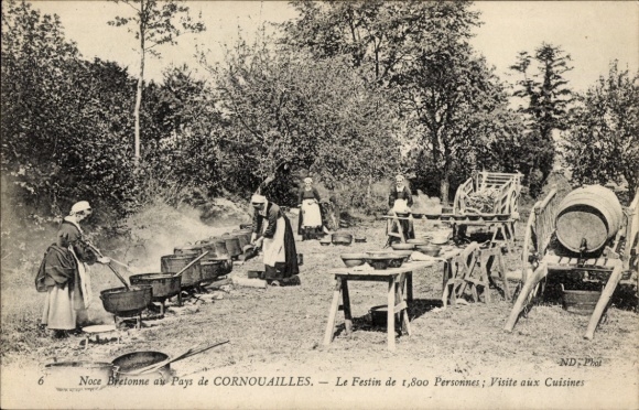 Ak Noce Bretonne au Pays de Cornouailles, Kochtöpfe, Bretagne, Trachten
