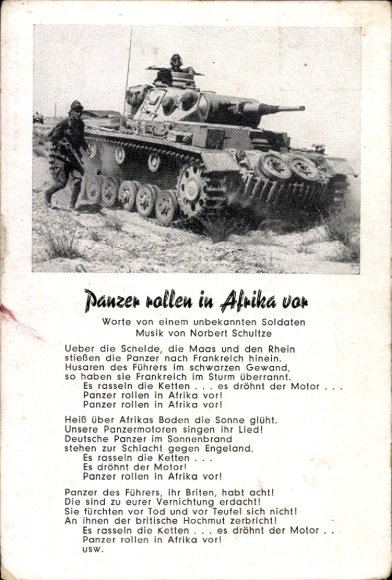 Lied Ak Panzer rollen in Afrika vor, Norbert Schultze, Wehrmacht