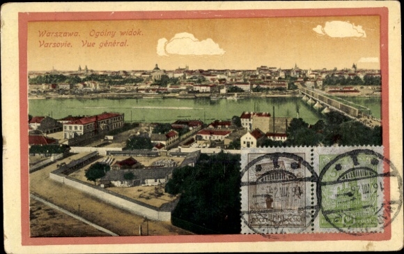 Postcard Warszawa Warsaw Poland, total view