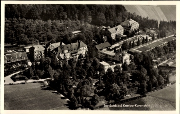 Postcard Jordanbad Biberach an der Riß Upper Swabia Württemberg, Kneipp spa, aerial photograph