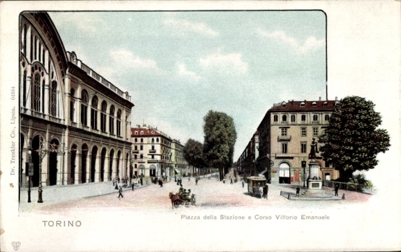 Postcard Torino Turin Piemonte, Piazza della Stazione, Corso Vittorio Emanuele