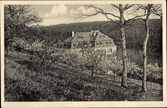 PC Schönberg in Sachsen, town view, residential building, trees