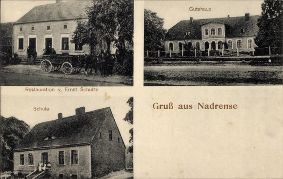 KP Nadrense Nadrensee na Pomorzu Zachodnim, renowacja Ernsta Schulze, dwór, szkoła