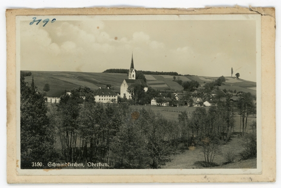 2 glass negatives Schwindkirchen Dorfen Oberbayern, church, total view