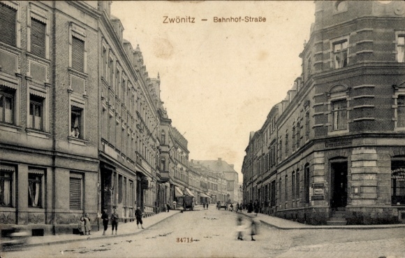Postcard Zwönitz in the Ore Mountains Saxony, Bahnhofstraße