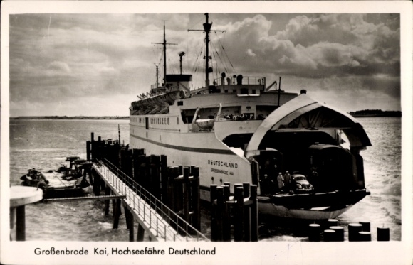 Postcard Großenbrode in Ostholstein, quay, ferry Germany