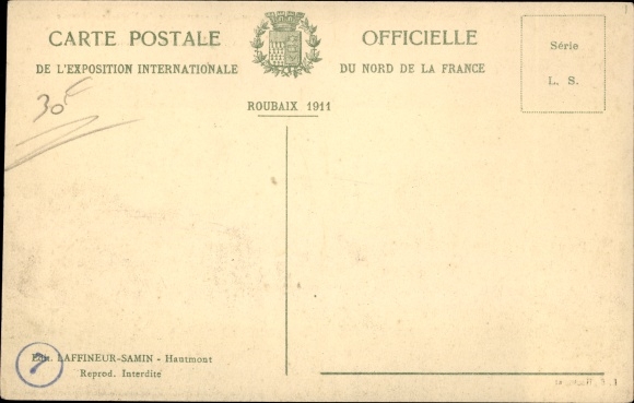 Postcard Roubaix Nord, 1911 International Exhibition, Flemish Village, Chilean Pavilion