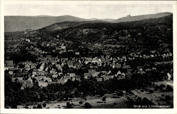 Postcard Lützelsachsen Weinheim an der Bergstraße Baden, aerial photograph