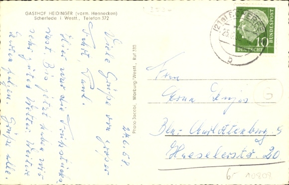 Postcard Scherfede Warburg in Westphalia, Gasthof Heidinger, formerly Hennecken