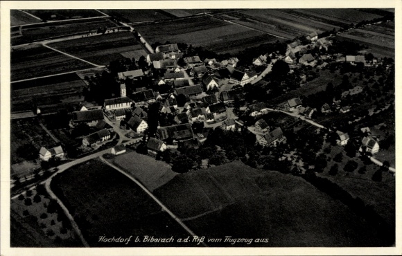 Postcard Hochdorf an der Riß Upper Swabia, aerial photograph