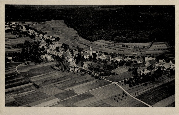 Postcard Simmersfeld in the Black Forest, aerial view of Simmersfeld, rural surroundings, houses, church