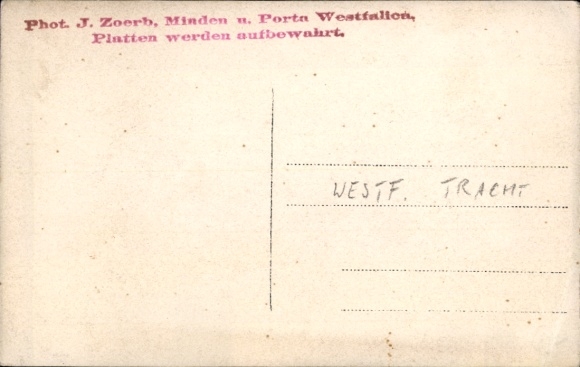 Postcard Westphalian in traditional costume at the spinning wheel