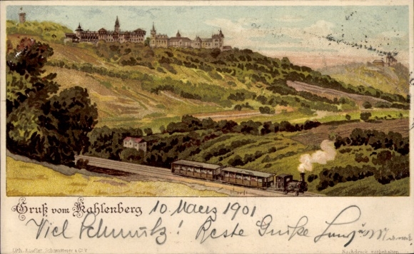 Chromo-Litho Vienna 19 Döbling Austria, Kahlenberg, cog railway