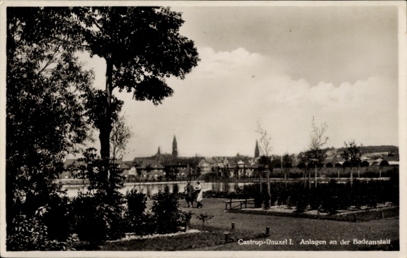 Ak Castrop Rauxel im Ruhrgebiet, Anlagen an der Badeanstalt