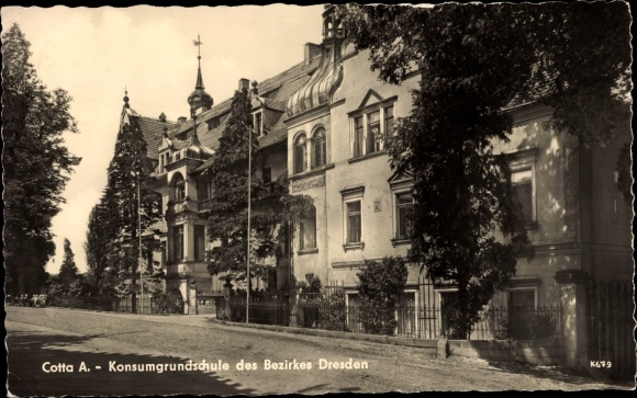Postcard Dresden Cotta, consumer elementary school in the district of Dresden