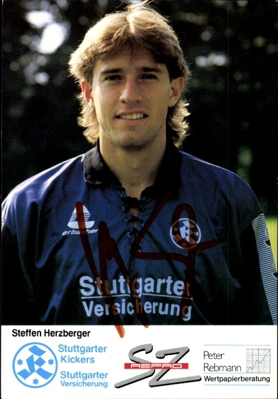 Karta autografu piłkarza Steffena Herzbergera, SV Stuttgarter Kickers, autograf