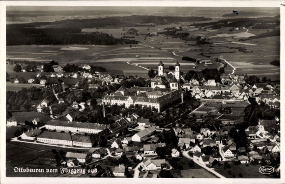 Postcard Ottobeuren in Upper Swabia Allgäu, aerial photograph