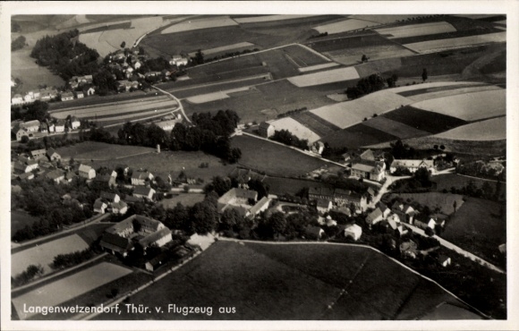 Ak Langenwetzendorf in Thüringen, Fliegeraufnahme