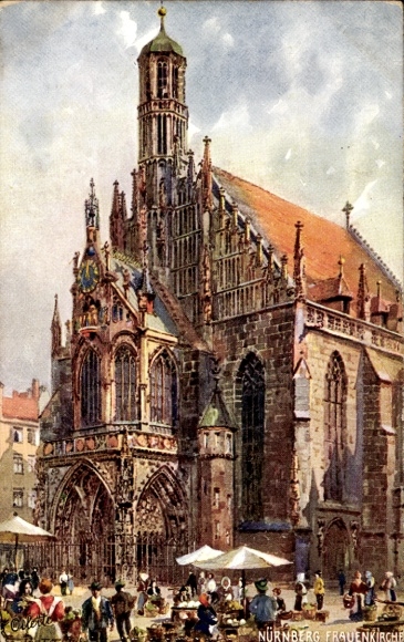 Artist Postcard Flower, Charles, Nuremberg in Middle Franconia Bavaria, Frauenkirche