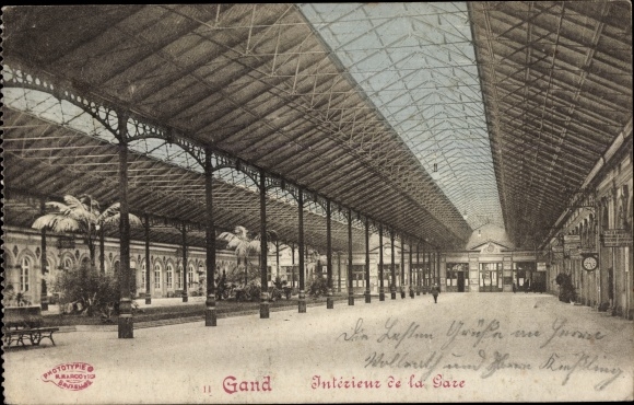 Ak Gand Gent Oost-Vlaanderen, Interior de la Gare, station, binnenaanzicht