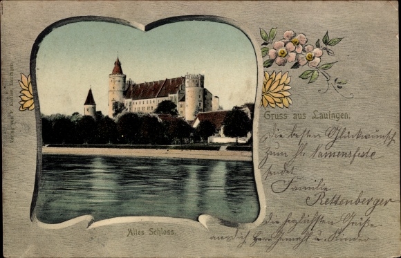 passe-partout ansichtkaart Lauingen aan de Donau, Oud Kasteel