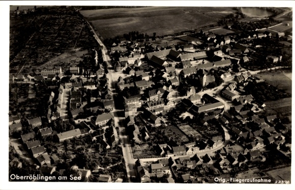 Ak Oberröblingen Röblingen am See Mansfelder Land, Fliegeraufnahme
