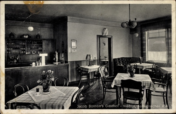 Postcard Niebüll in North Friesland, Jacobs Bossen&#39;s inn