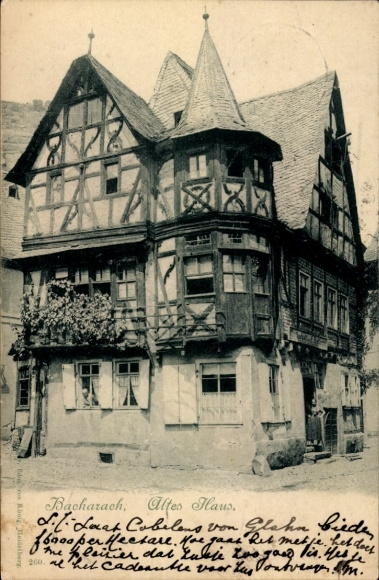 Postcard Bacharach am Rhein, old house