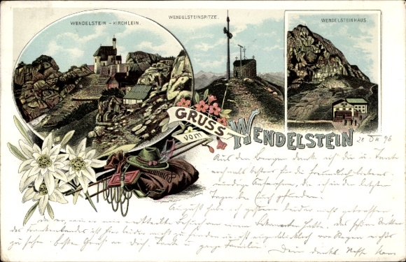 Chromo-Litho Bayrischzell in the Mangfall Mountains Upper Bavaria, Wendelsteinhaus, Wendelsteinspitze
