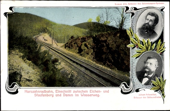 Postcard Harz cog railway, Hoher Damm am Eichenberge with Kaiserwarte, Albert Schneider, Roman Abt