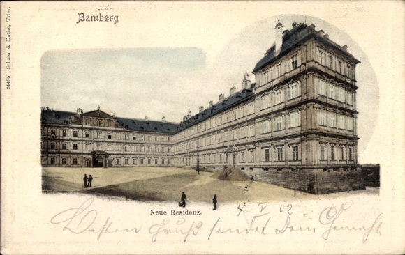 Postcard Bamberg, view of the new Residenz House