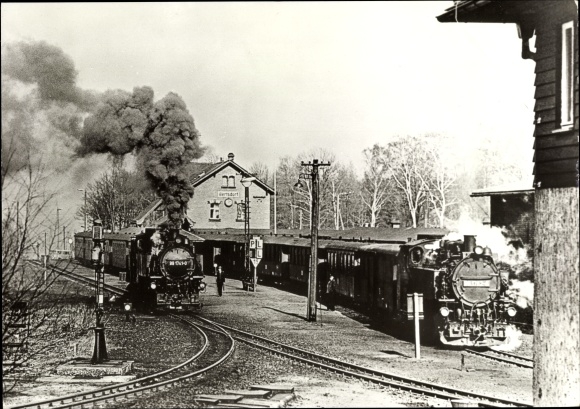 Postcard Bertsdorf in Oberlausitz, narrow-gauge railway in the station