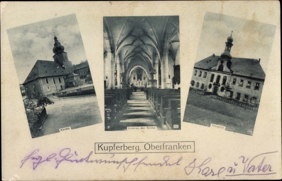 Ak Kupferberg in Opper-Franken, kerk, binnenaanzicht, ziekenhuis
