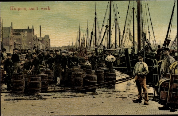 Ak Maassluis Südholland, Kuipers aan't werk, Küfer