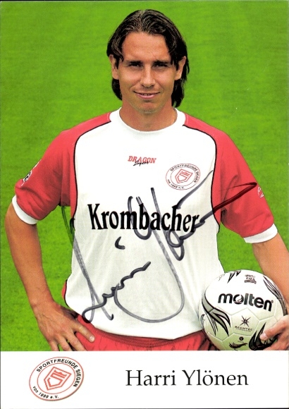 Autograph card footballer Harri Ylönen, Sportfreunde Siegen, autograph
