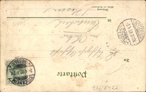 Embossed Coat of Arms Passepartout Postcard Stockheim Glauburg in Hessen, City