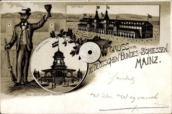 Chromo-Litho Mainz am Rhein, 11th German Federal Shooting Competition, Gift Temple, Festival Hall