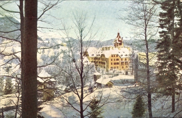 Postcard Semmering in Lower Austria, Hotel Erzherzog Johann in winter