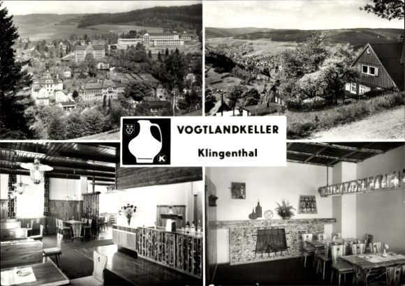 Ak Klingenthal in de regio Vogtland van Saksen, Vogtlandkeller, landschapsmening, restaurantinterieur