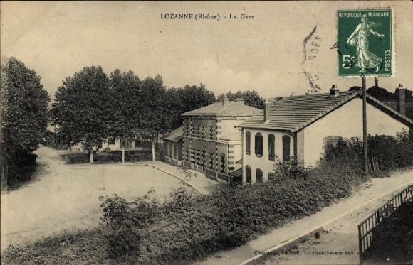Postcard Lozanne Rhône, Bahnhof