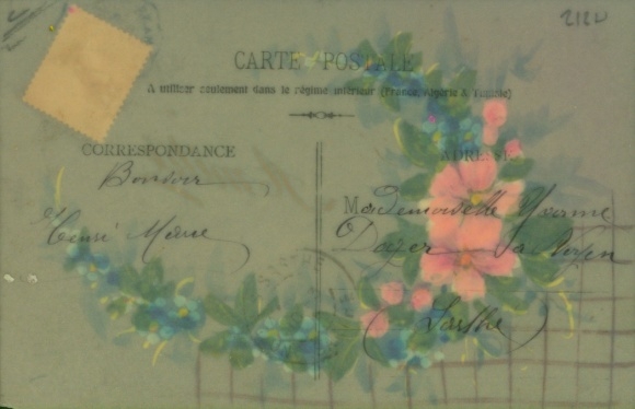 Celluloid Postcard Flowers, Forget-me-nots, Kitsch