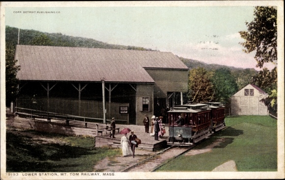 Postcard Mount Tom Massachusetts USA, Substation, Mount Tom Railway