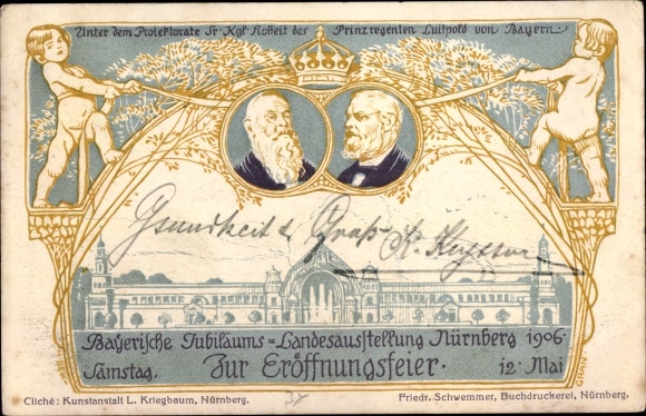 Chromo-Litho Nuremberg in Middle Franconia Bavaria, State Exhibition 1906, Prince Regent Luitpold of Bavaria