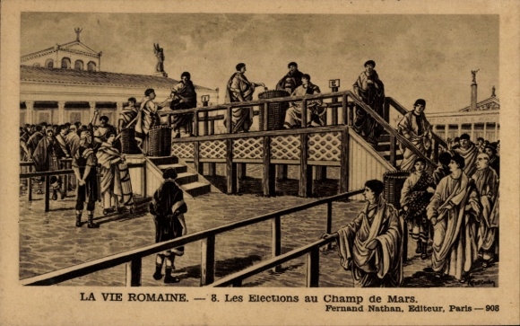 CPA La vie Romaine, Les Elections au Champ de Mars