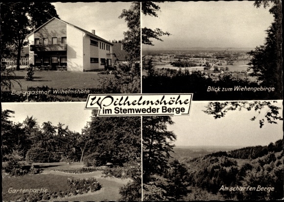 Postcard Haldem Stemwede in Ostwestfalen Lippe, Berggasthof Wilhelmshöhe, Wiehengebirge, garden area