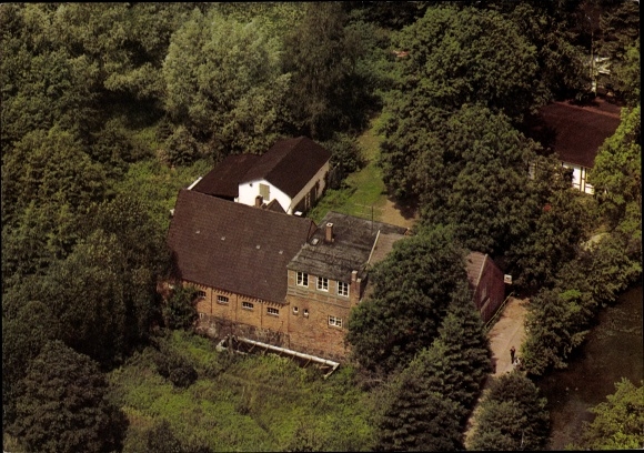 Postcard Farchau Schmilau in the Duchy of Lauenburg, restaurant and guesthouse Farchauer Mühle, aerial photo