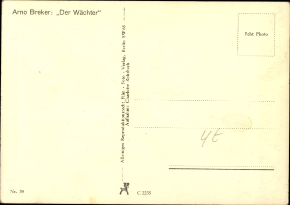 Postcard plastic by Arno Breker, The Guardian